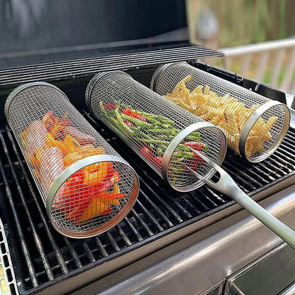 BBQ Stainless Steel Rolling Grilling Basket