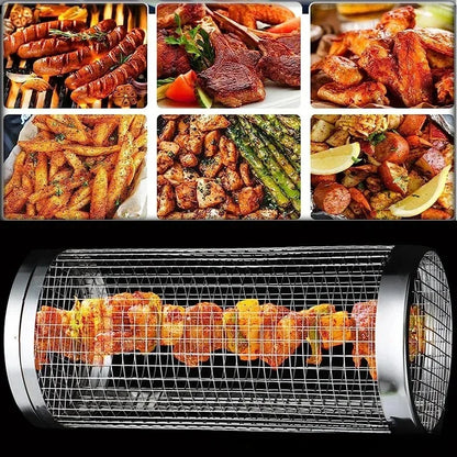 BBQ Stainless Steel Rolling Grilling Basket